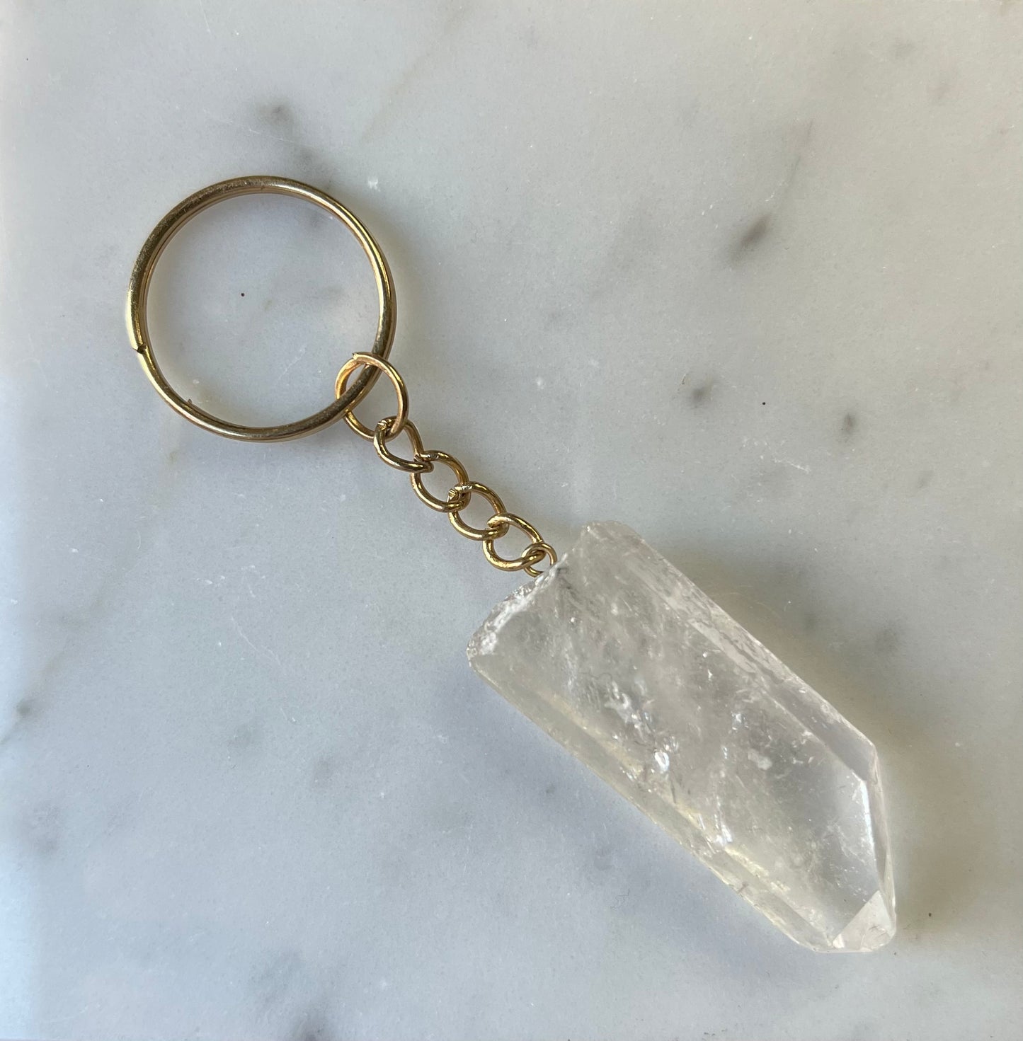 Bergkristal sleutelhanger