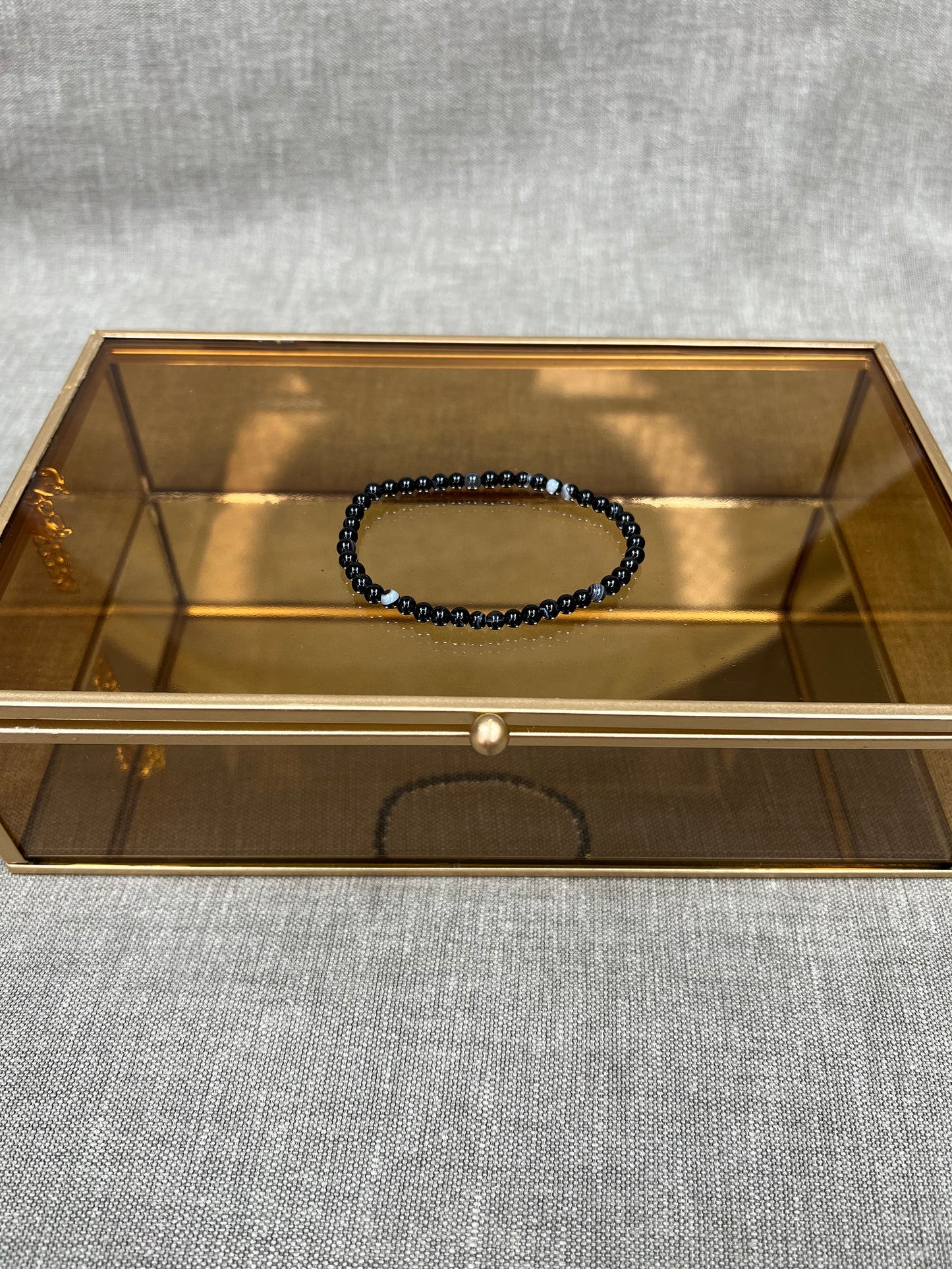 Zwart agaat kogelarmband 4mm